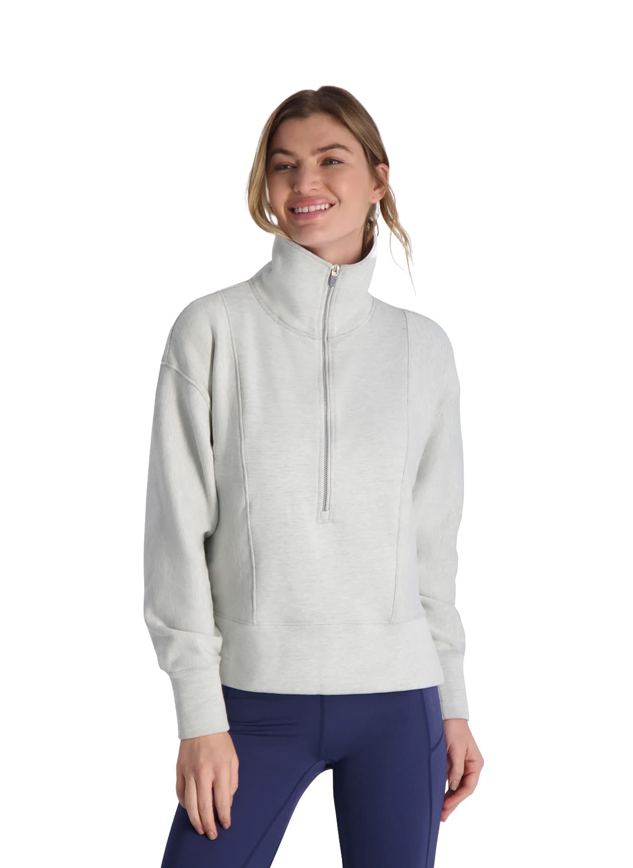Zero Restriction Women's Regan Zip Mock-Neck Sweatshirt - Light Grey LG