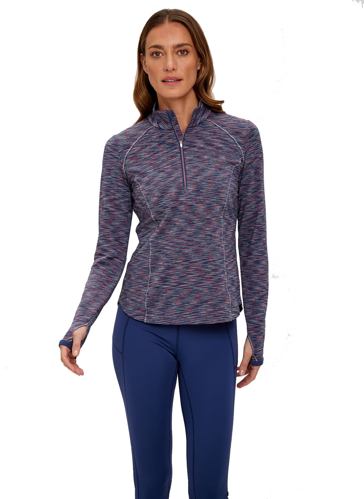 Zero Restriction Women's Shae Mock Neck Quarter-Zip - Wasabi / Storm LG