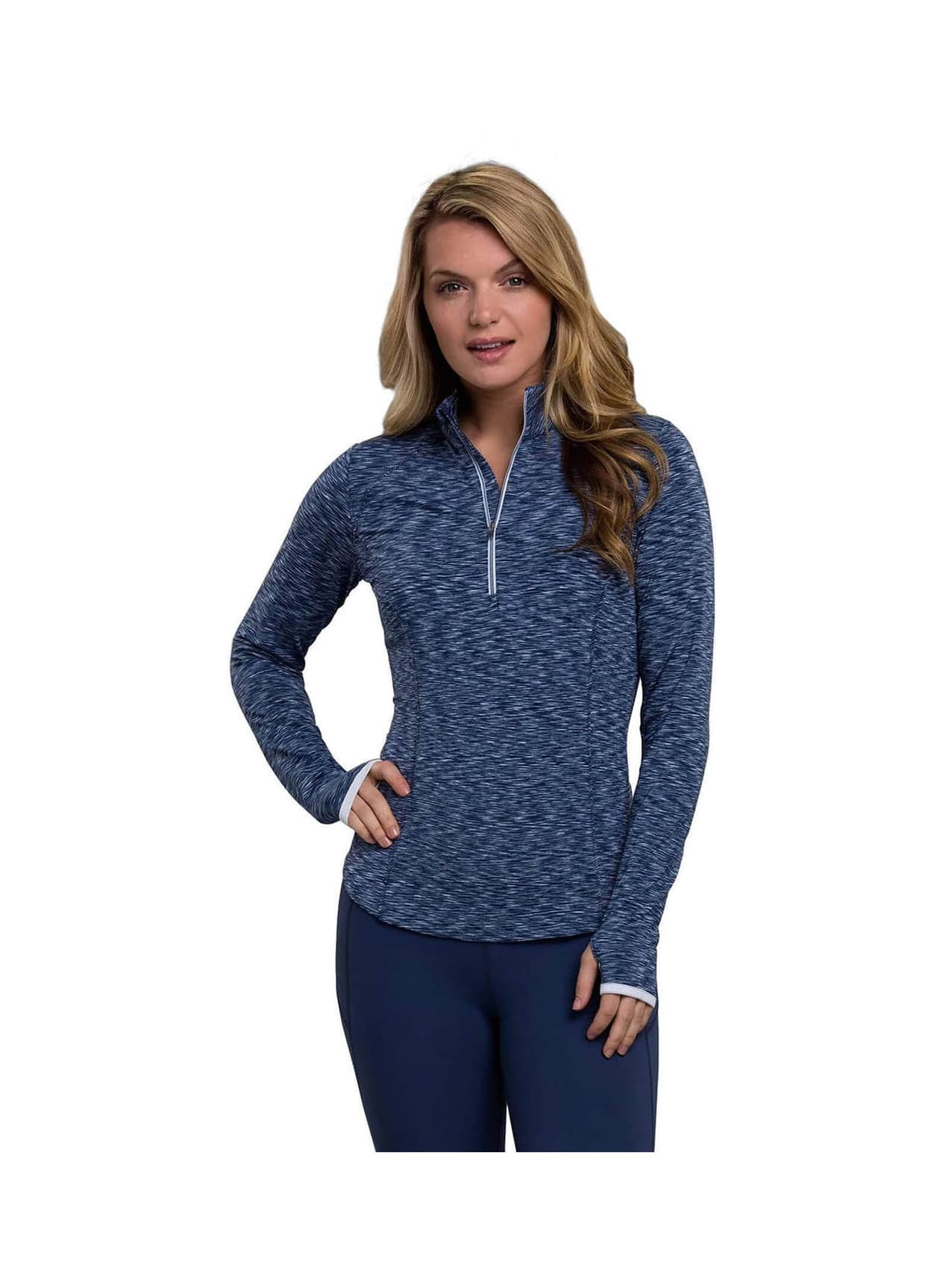 Zero Restriction Women's Shae Mock Neck Quarter-Zip - Navy LG