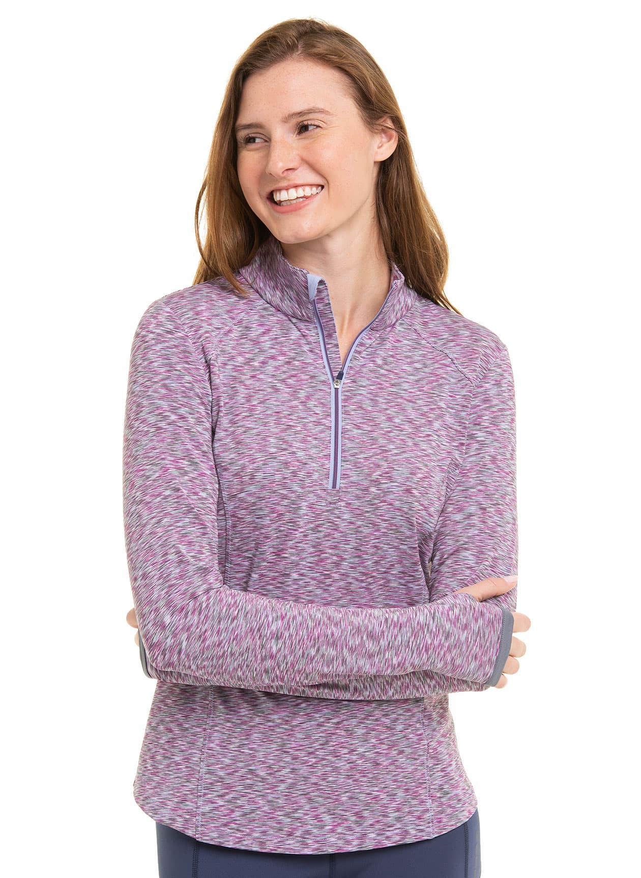 Zero Restriction Women's Shae Mock Neck Quarter-Zip - Bluemoon LG