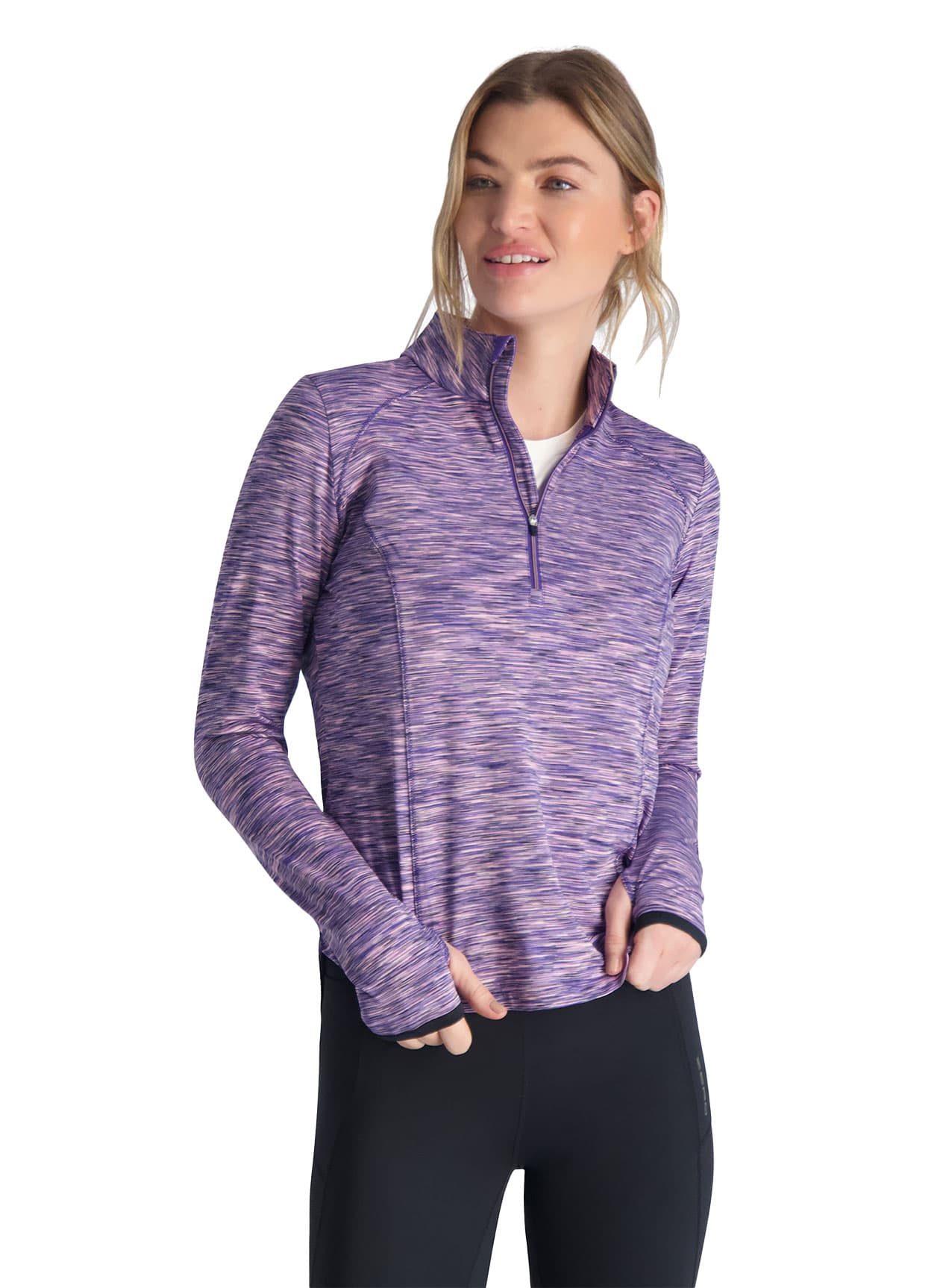 Zero Restriction Women's Shae Mock Neck Quarter-Zip - Blue LG