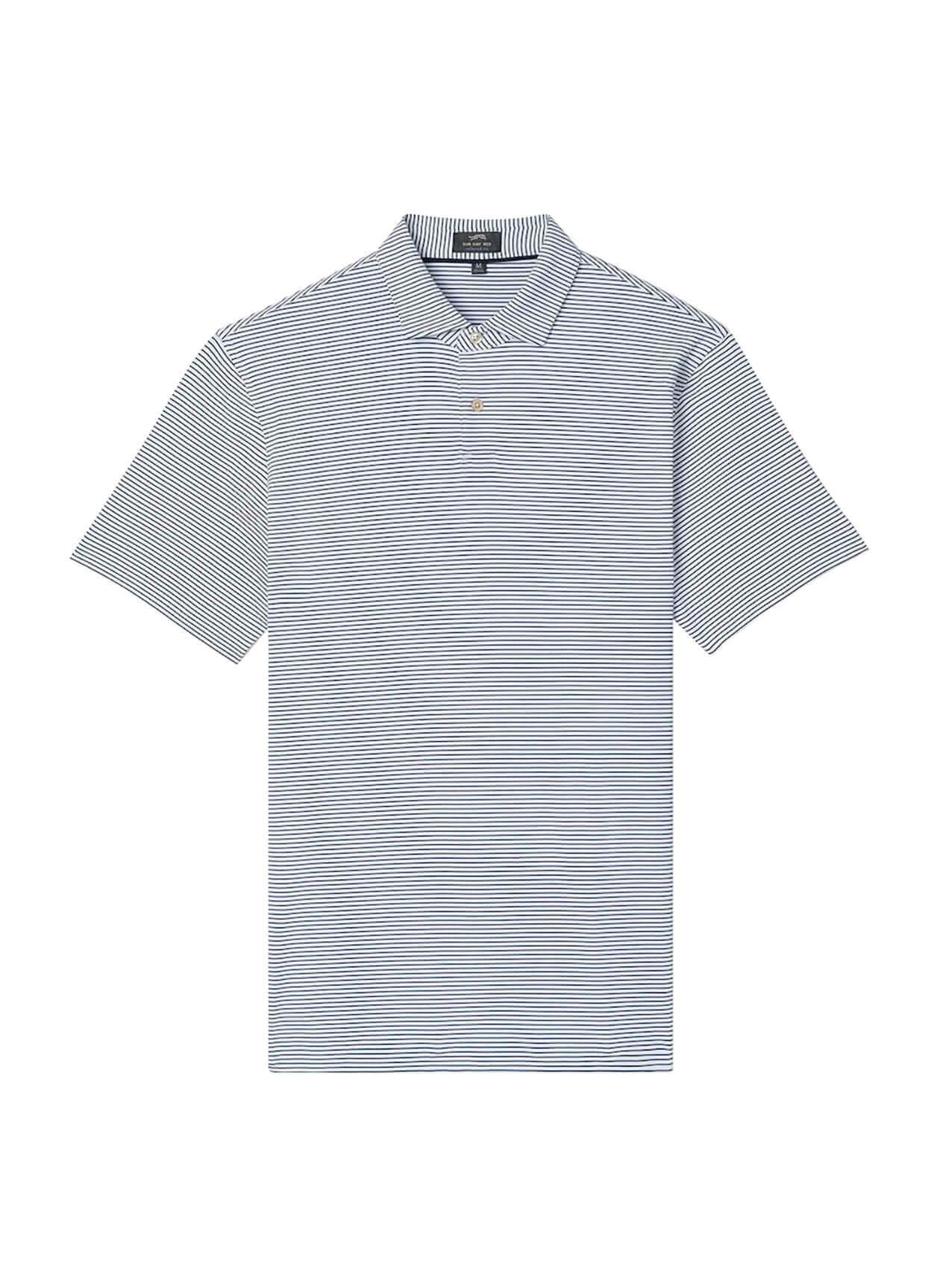 Sun Day Red Men's Refined Cypress Stripe Polo - White LG