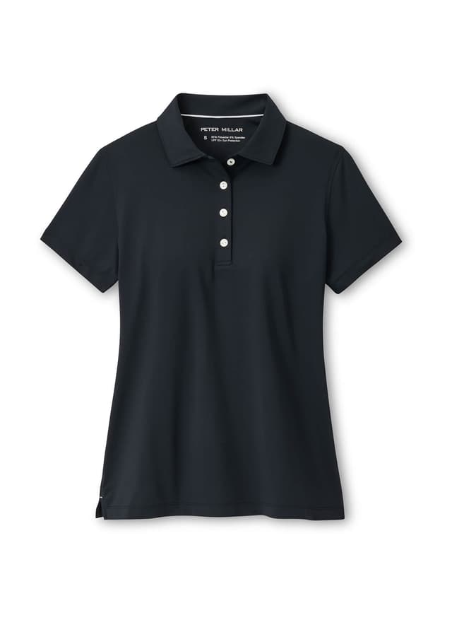 Peter Millar Women's Short-Sleeve Button Polo - Black LG