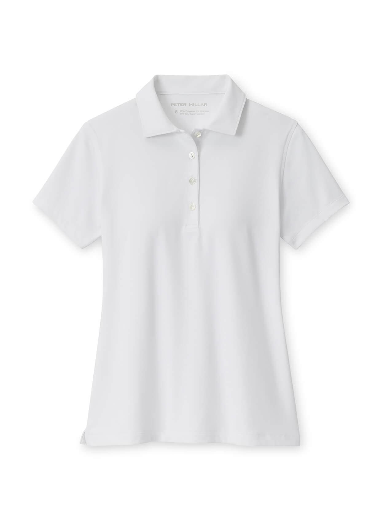 Peter Millar Women's Short-Sleeve Button Polo - White LG