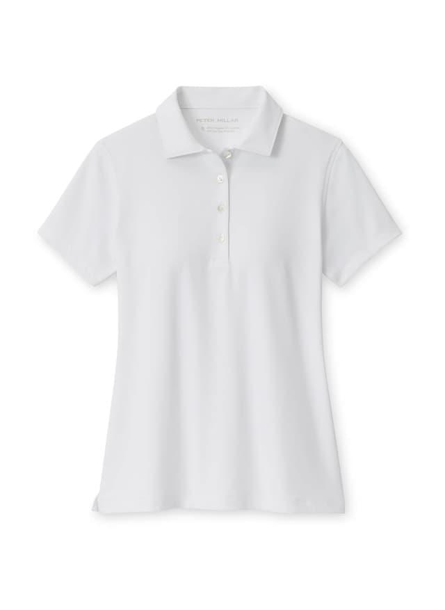 Peter Millar Women's Short-Sleeve Button Polo - White LG