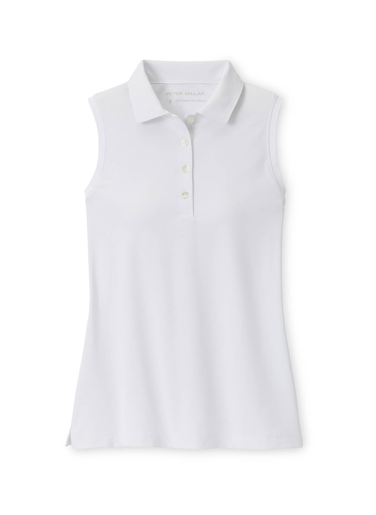 Peter Millar Women's Banded Sport Mesh Sleeveless Button Polo - White LG
