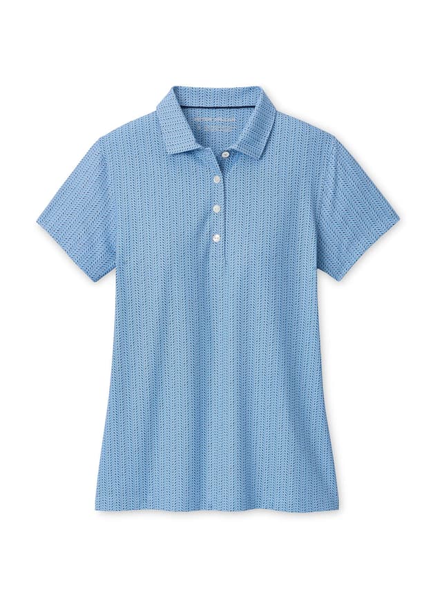 Peter Millar Women's Herringbone Tees Jersey Polo - Cyan LG