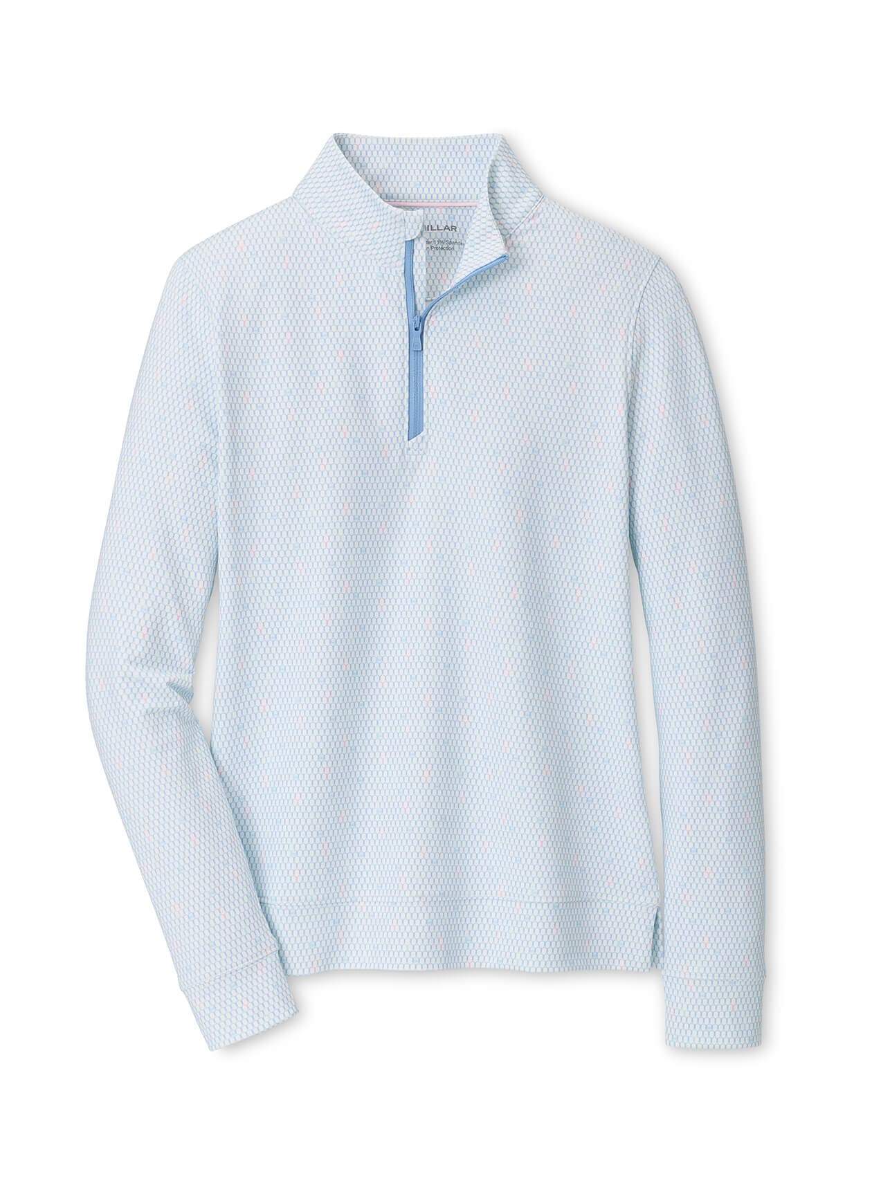 Peter Millar Women's Perth Courtside Charm Printed Performance Quarter-Zip - Cyan,White 3XL