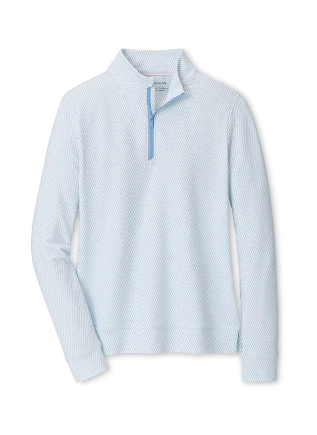 Peter Millar Women's Perth Courtside Charm Printed Performance Quarter-Zip - Cyan,White 3XL