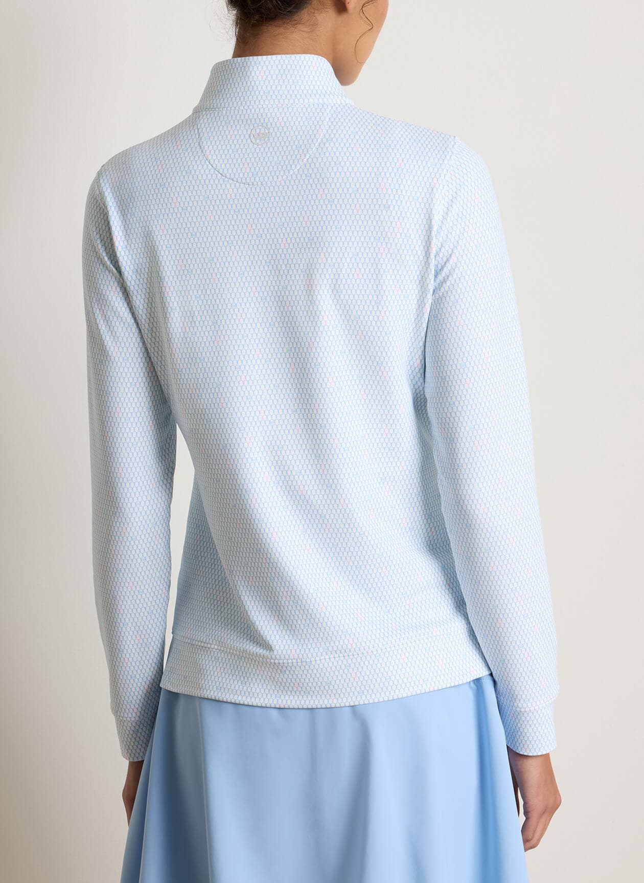 Peter Millar Women's Perth Courtside Charm Printed Performance Quarter-Zip - Cyan,White 3XL