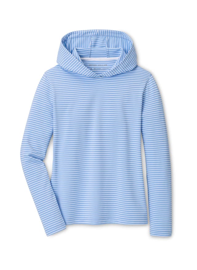 Peter Millar Women's Pine Harbour Stripe Performance Hoodie - Cyan LG