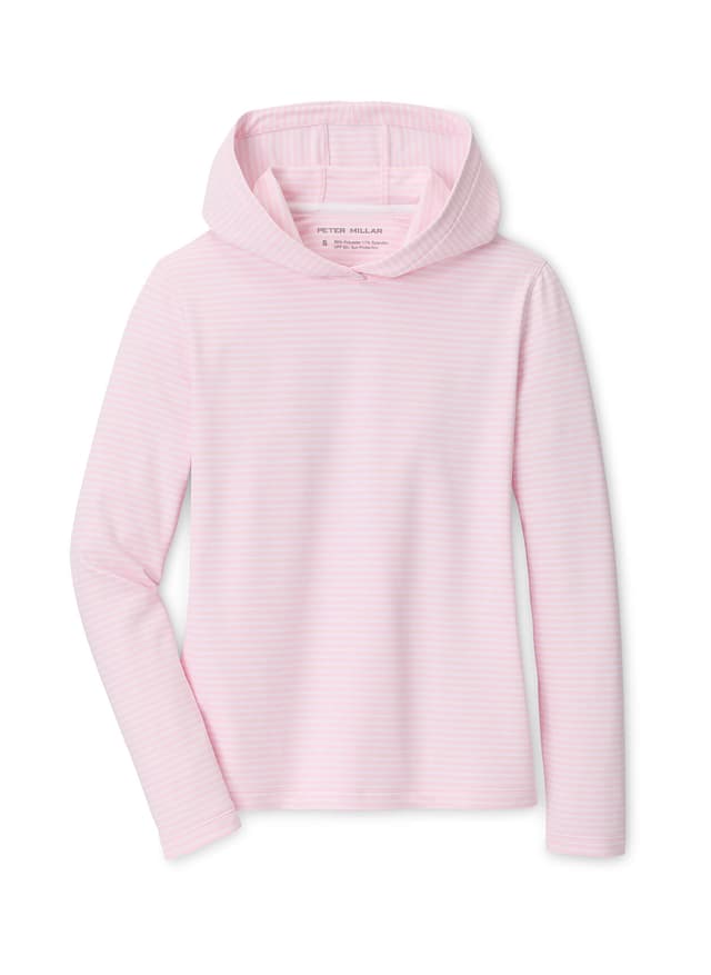 Peter Millar Women's Pine Harbour Stripe Performance Hoodie - Pink LG