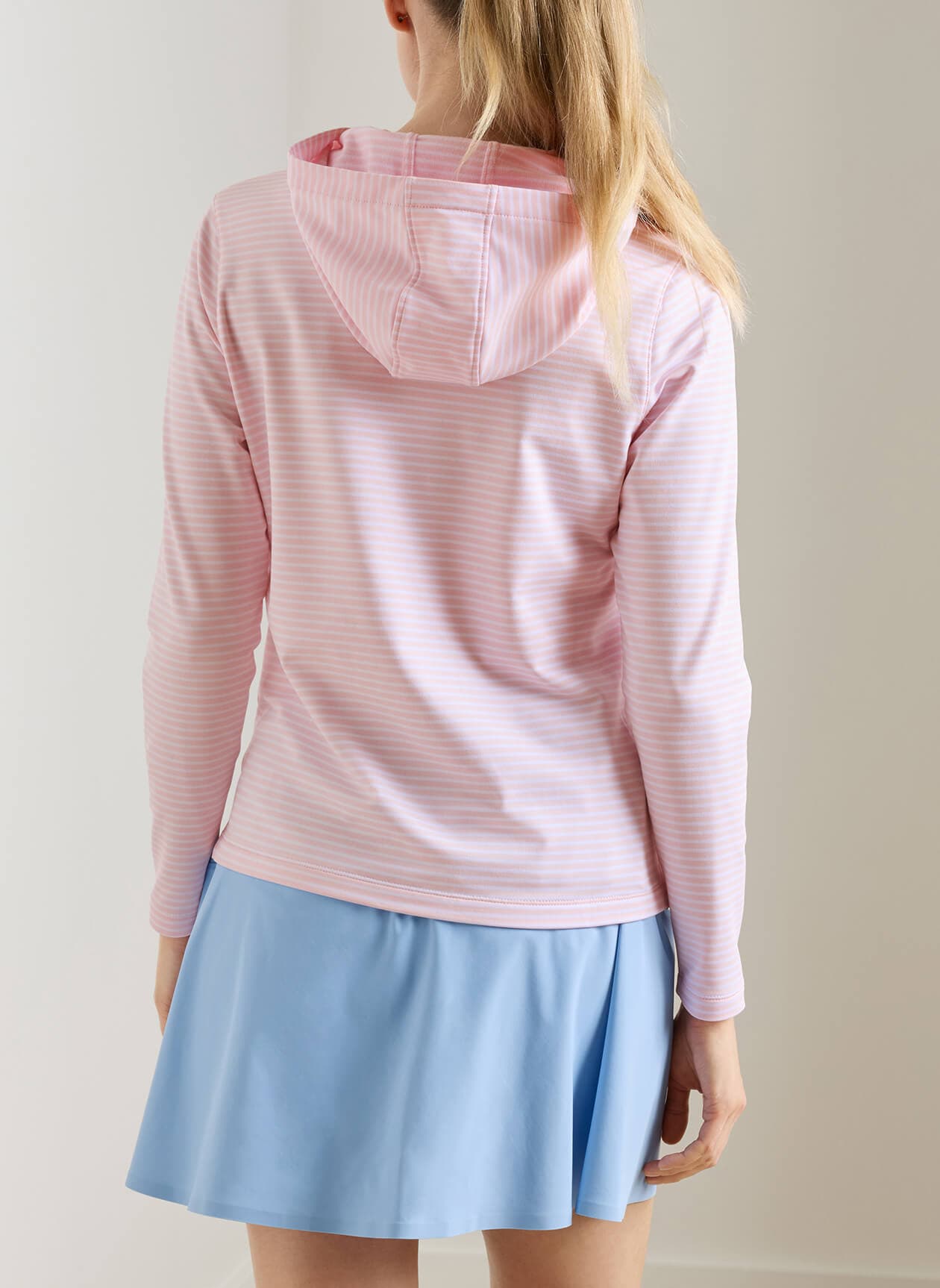 Peter Millar Women's Pine Harbour Stripe Performance Hoodie - Pink LG