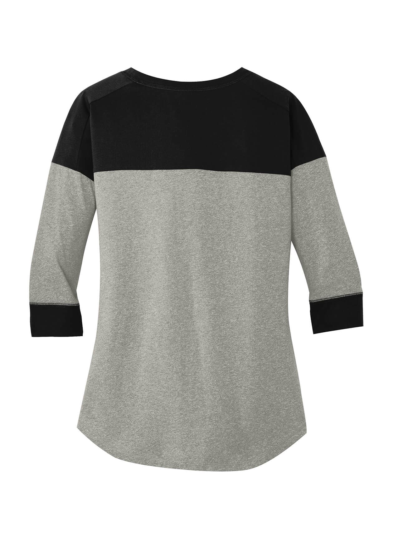 New Era Women's Heritage Blend 3/4-Sleeve Baseball Raglan T-Shirt - Black / Rainstorm Grey Heather 3XL