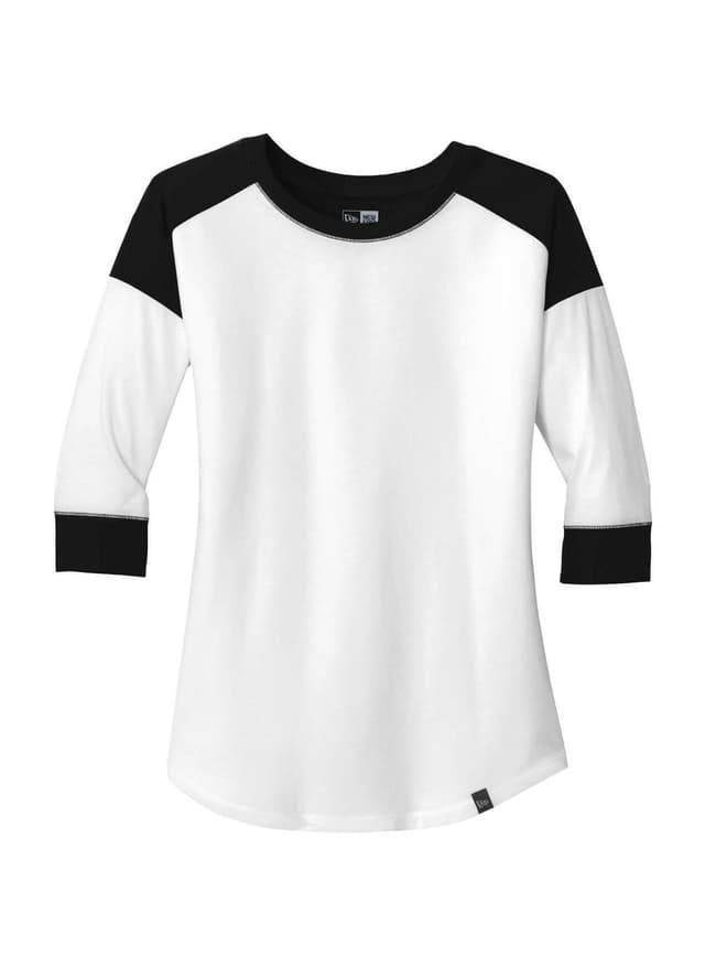 New Era Women's Heritage Blend 3/4-Sleeve Baseball Raglan T-Shirt - Black,White 3XL