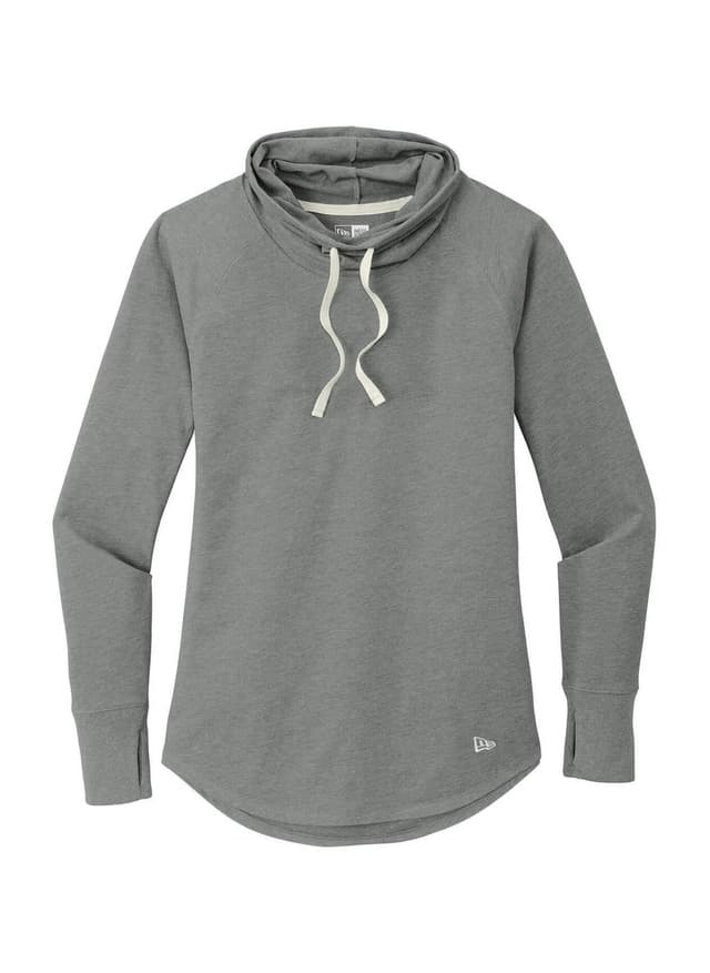 New Era Women's Sueded Cotton Blend Cowl Long-Sleeve T-Shirt - Light Grey 3XL