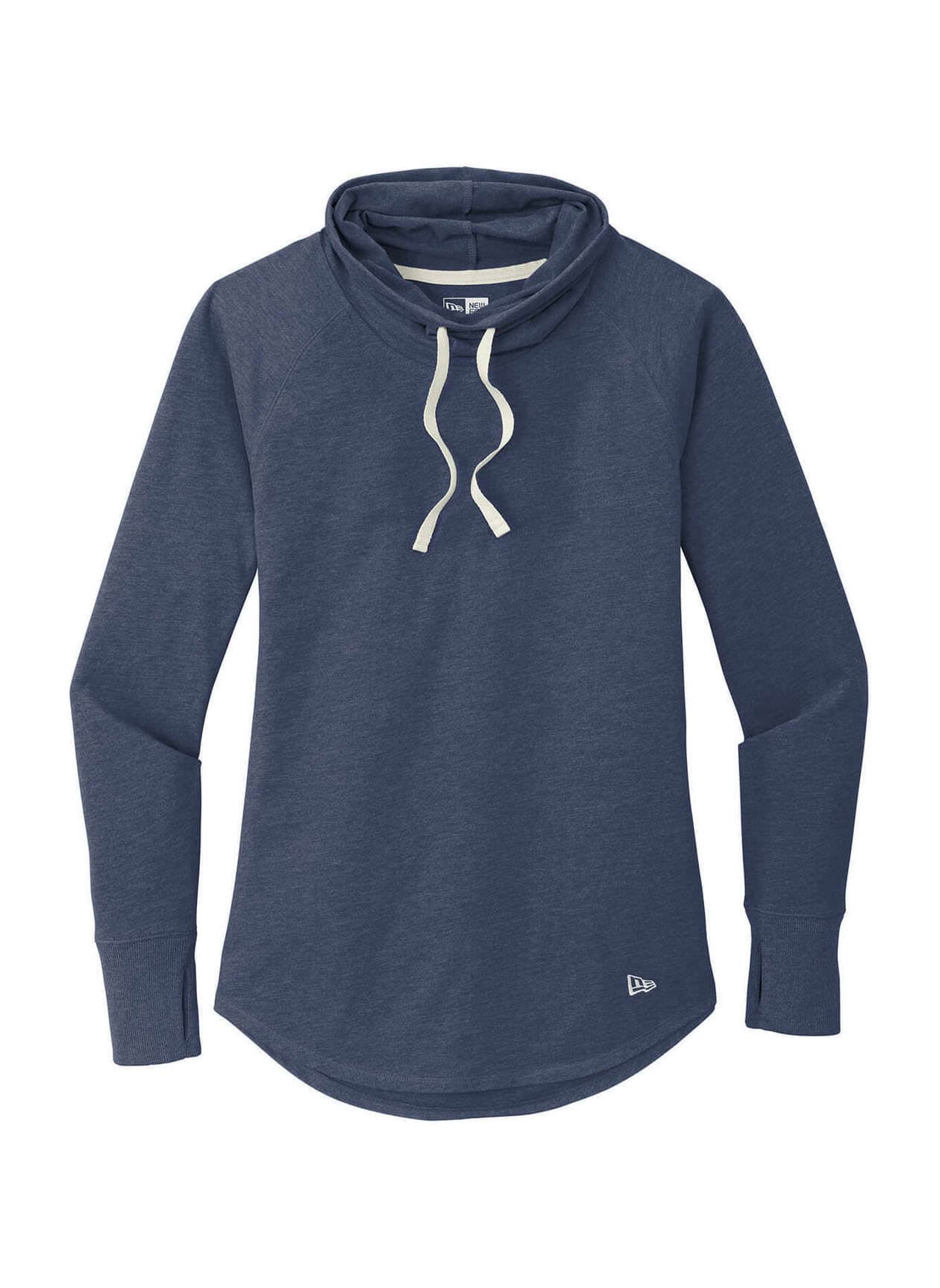 New Era Women's Sueded Cotton Blend Cowl Long-Sleeve T-Shirt - Navy 3XL