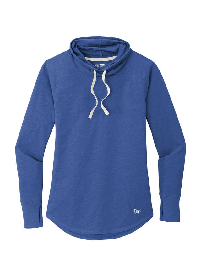 New Era Women's Sueded Cotton Blend Cowl Long-Sleeve T-Shirt - Blue 3XL