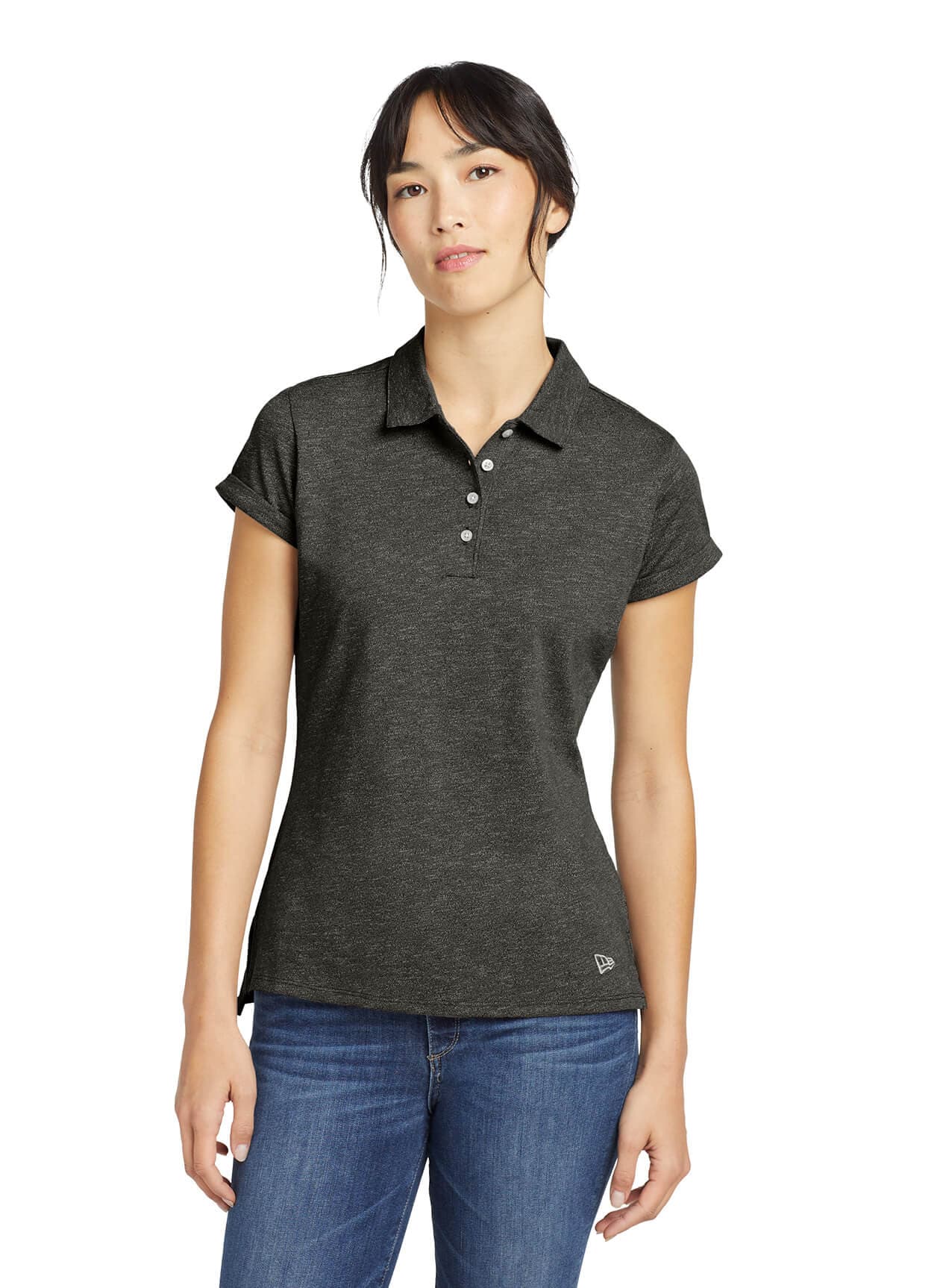 New Era Women's Slub Twist Polo - Black 3XL