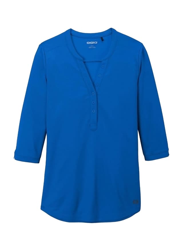 OGIO Women's Jewel Henley - Blue 3XL