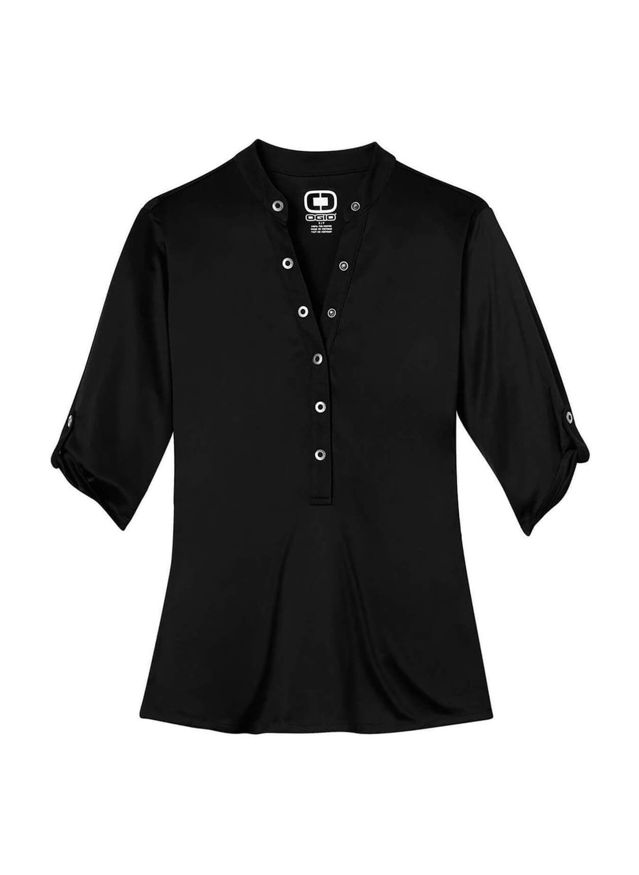 OGIO Women's Crush Henley - Black 3XL