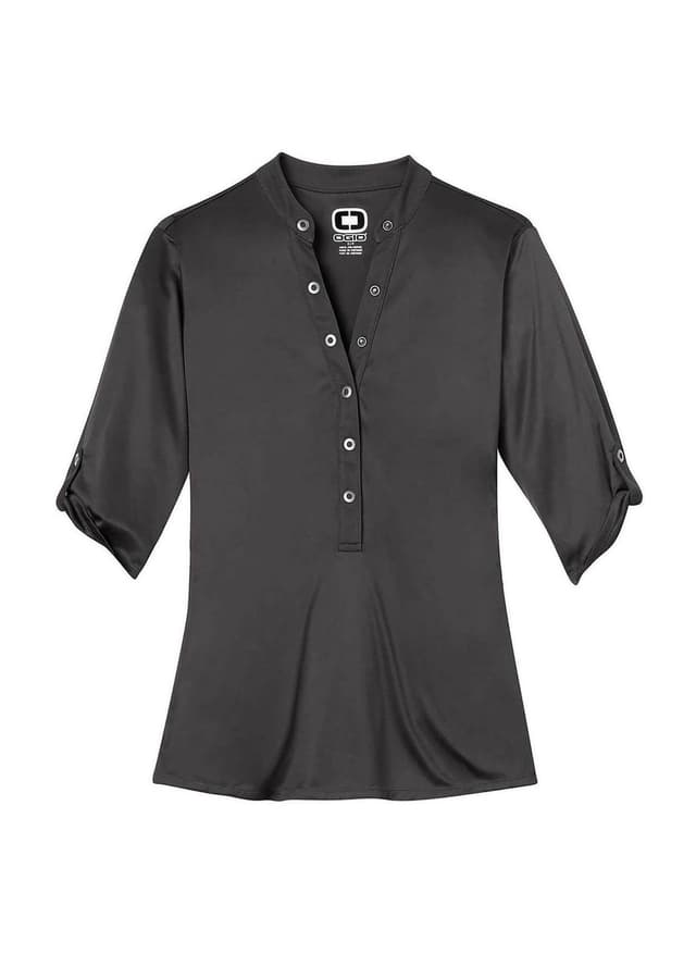OGIO Women's Crush Henley - Dark Grey 3XL