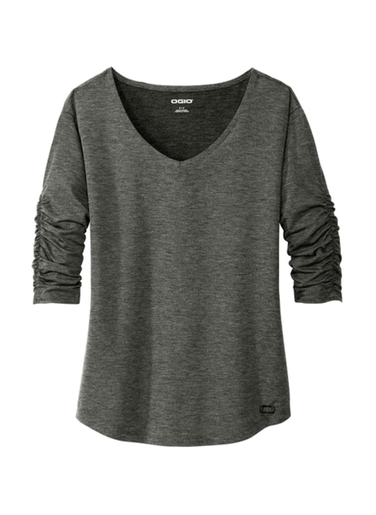 OGIO Women's Evolution V-Neck Long-Sleeve T-Shirt - Dark Grey 3XL