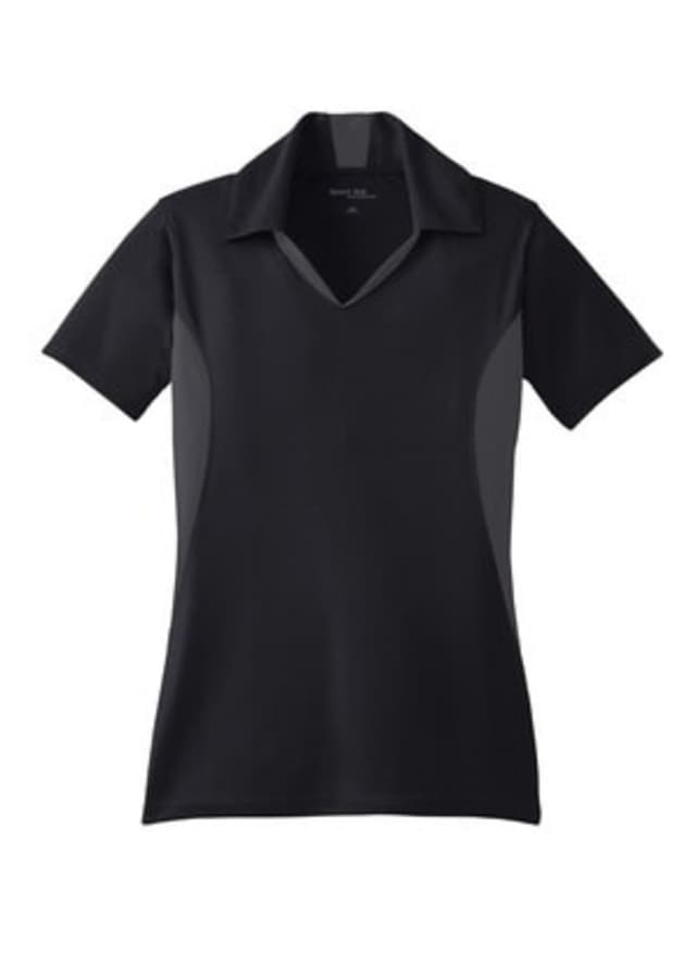 Sport-Tek Women's Side Blocked Micropique Sport-Wick Polo - Black / Iron Grey (BGR) 3XL
