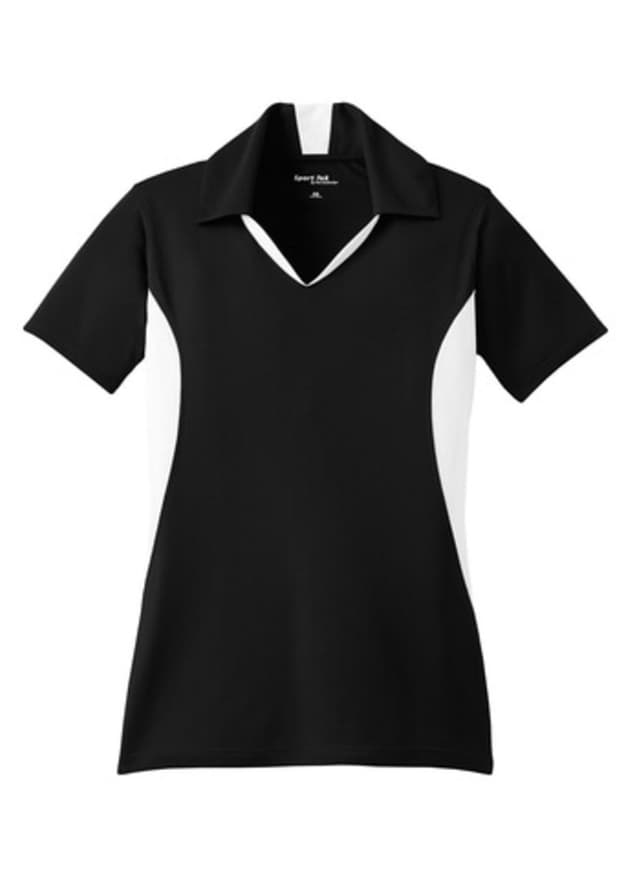 Sport-Tek Women's Side Blocked Micropique Sport-Wick Polo - Black / White (BWH) 3XL