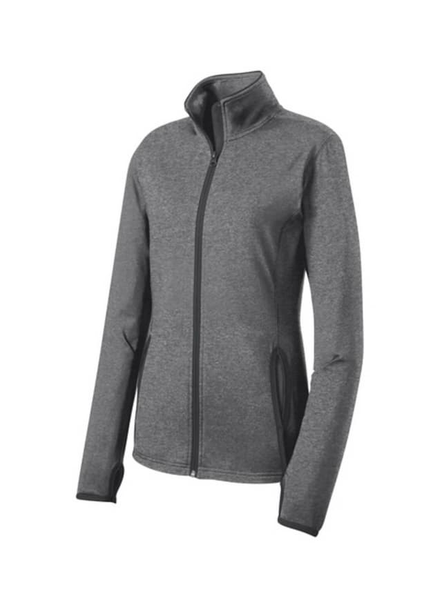 Sport-Tek Women's Sport-Wick Stretch Contrast Jacket - Charcoal Grey Heather / Charcoal Grey 3XL