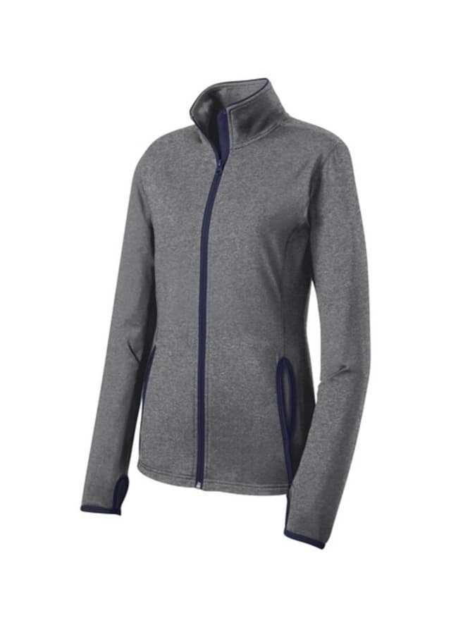 Sport-Tek Women's Sport-Wick Stretch Contrast Jacket - Charcoal Grey Heather / True Navy 3XL