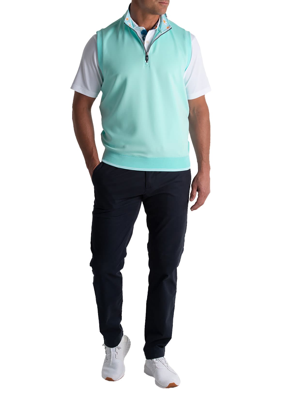 Fairway & Greene Men's Neck Print Caves Quarter-Zip Vest