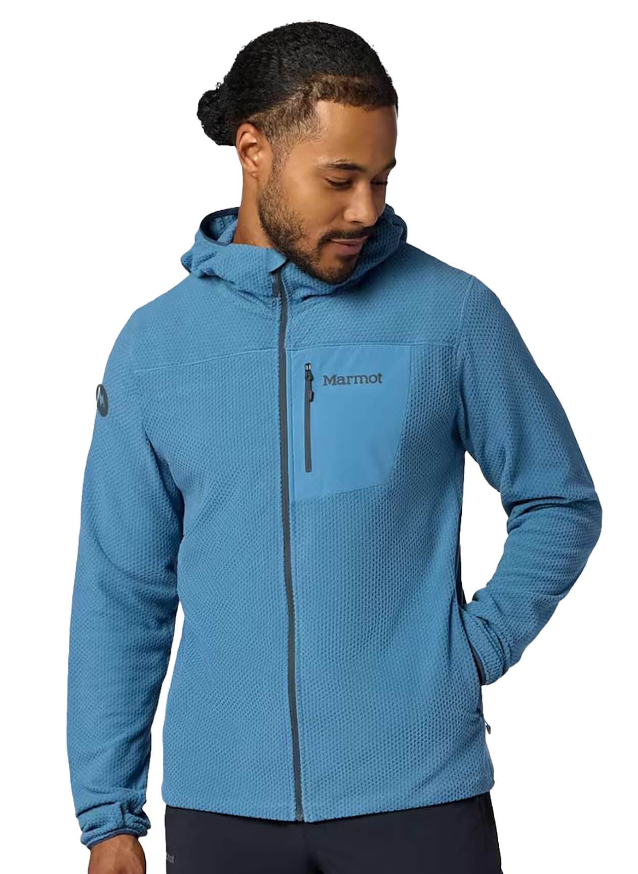 Marmot Men's Air Fleece Hooded Jacket - Blue LG
