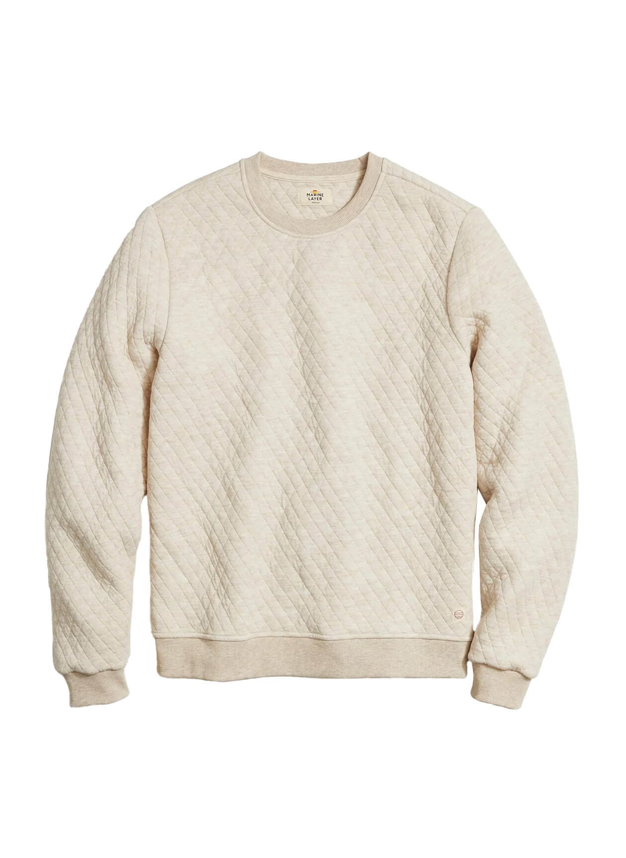 Marine Layer Men's Corbet Quilted Crewneck Sweatshirt - Brown 3XL