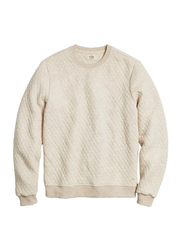 Marine Layer Men's Corbet Quilted Crewneck Sweatshirt - Brown 3XL