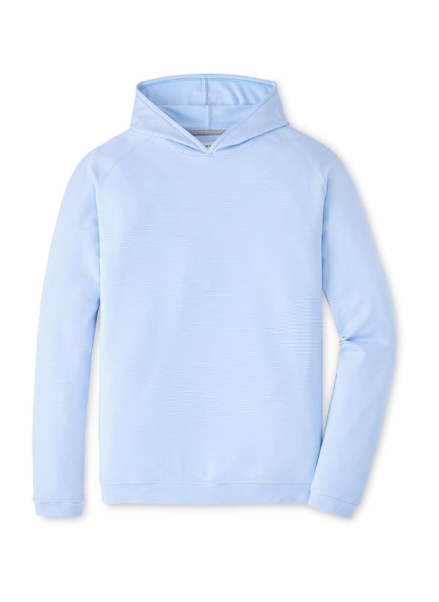 Peter Millar Men's Collegiate Pine Sugar Stripe Hoodie - Cyan 3XL