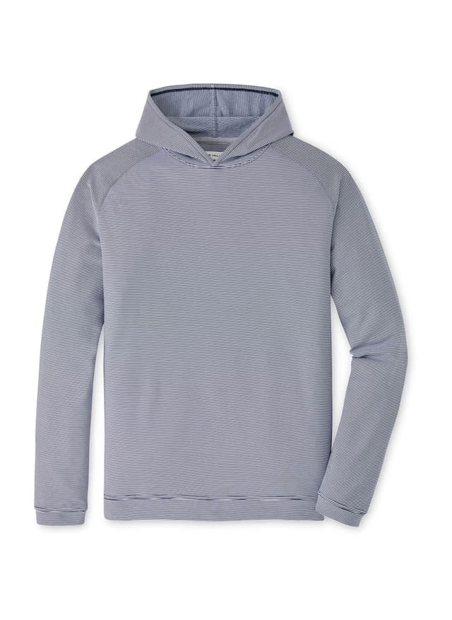 Peter Millar Men's Collegiate Pine Sugar Stripe Hoodie - Navy 3XL