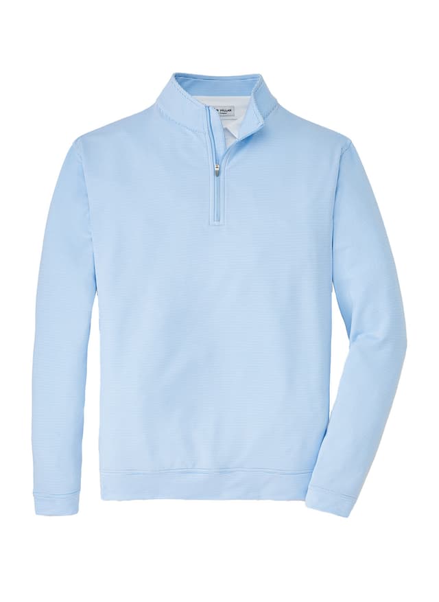 Peter Millar Men's Perth Sugar Stripe Quarter-Zip - Cottage Blue / White (CBL) 3XL
