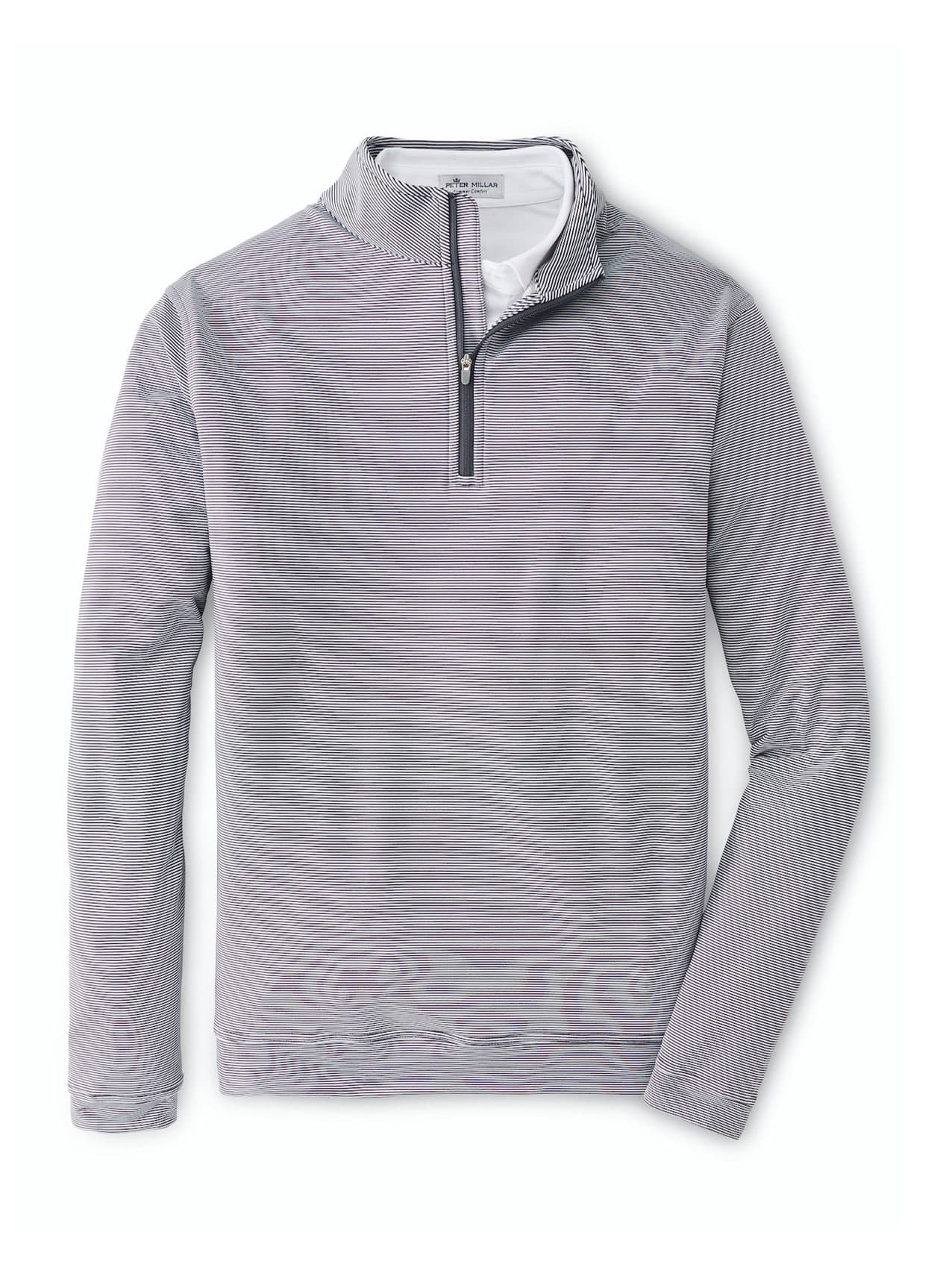 Peter Millar Men's Perth Sugar Stripe Quarter-Zip - Iron / White (IRW) 3XL
