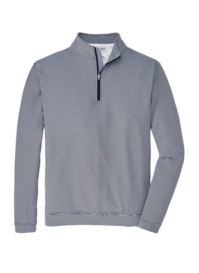 Peter Millar Men's Perth Sugar Stripe Quarter-Zip - Navy / White (NVW) 3XL