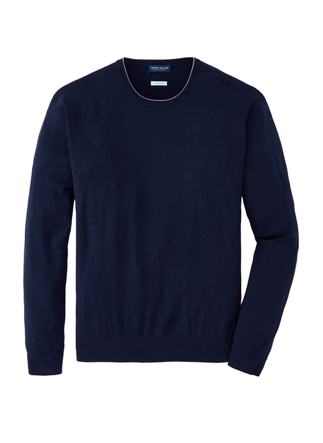 Peter Millar Men's Excursionist Flex Crew-Neck Sweater - Navy 3XL