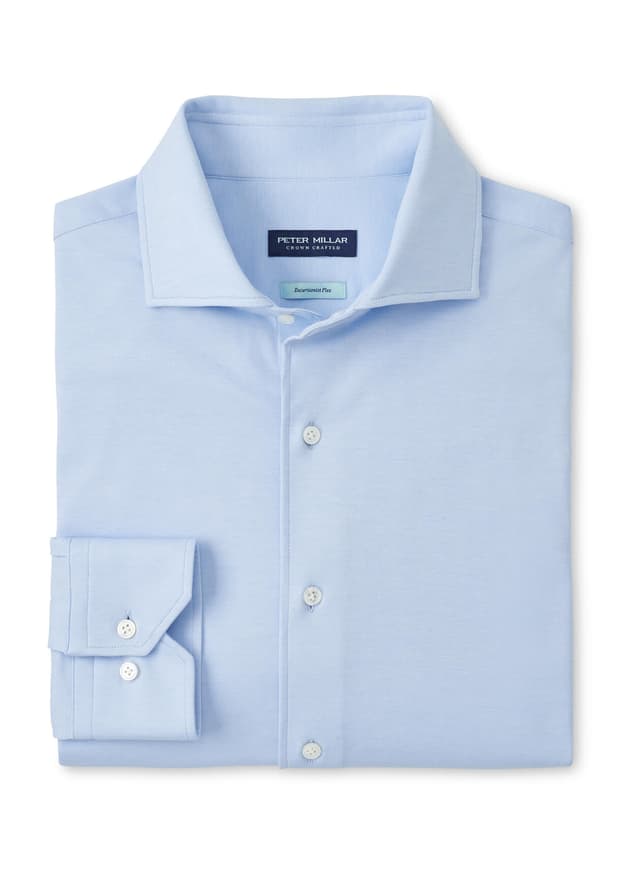Peter Millar Men's Excursionist Flex Solid Sport Shirt (Essential) - Cyan LG