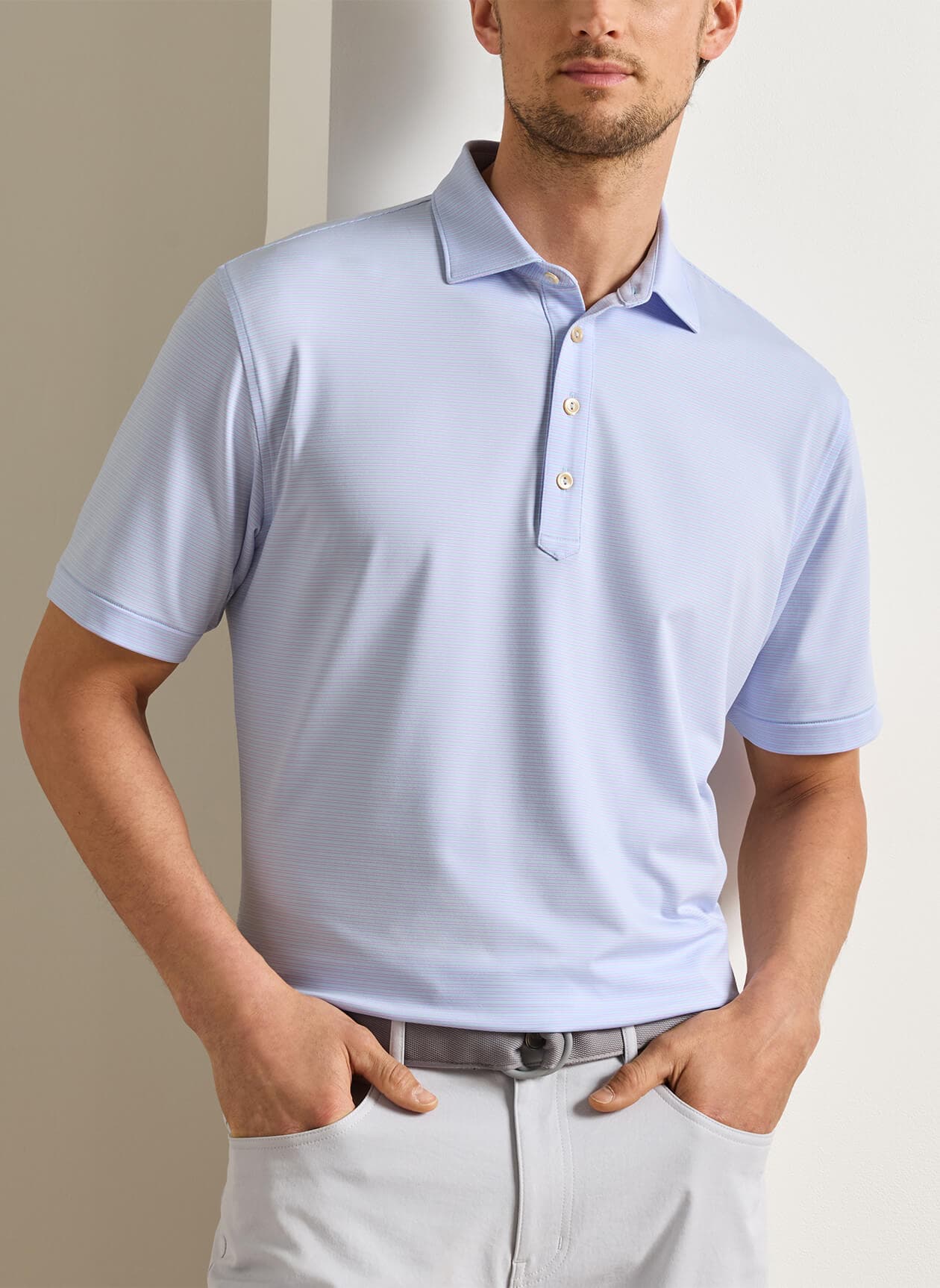 Peter Millar Men's Wynn Performance Jersey Polo - Pale Blue (PLBLU) 3XL