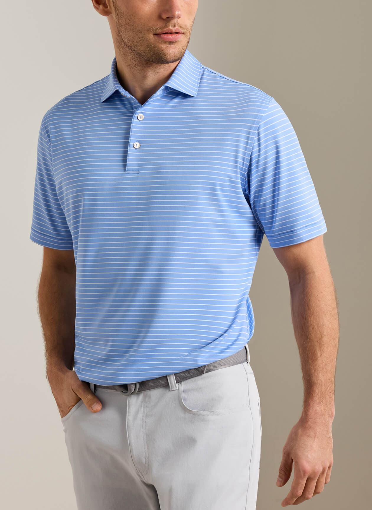 Peter Millar Men's Oaks Performance Jersey Polo - Cyan 3XL