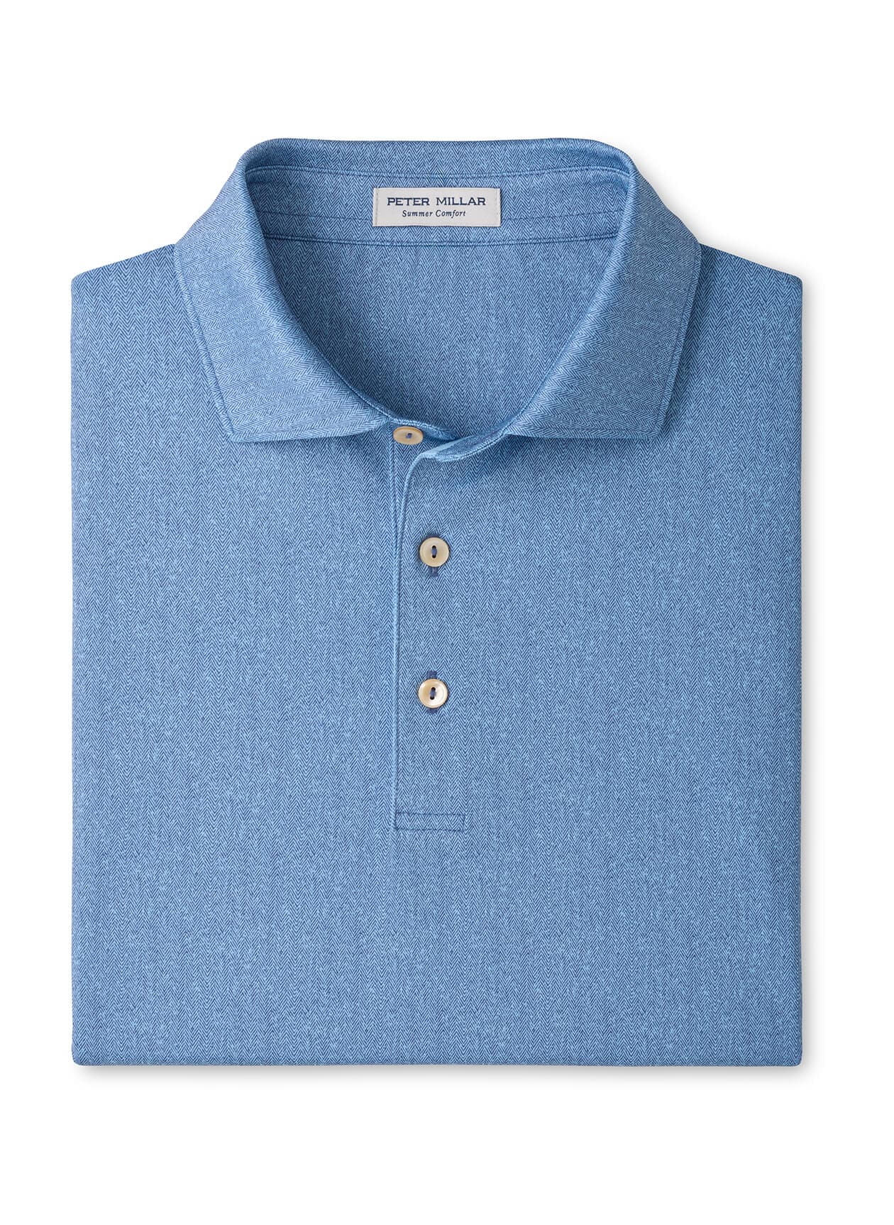 Peter Millar Men's Herringbone Performance Jersey Polo - Blue 3XL