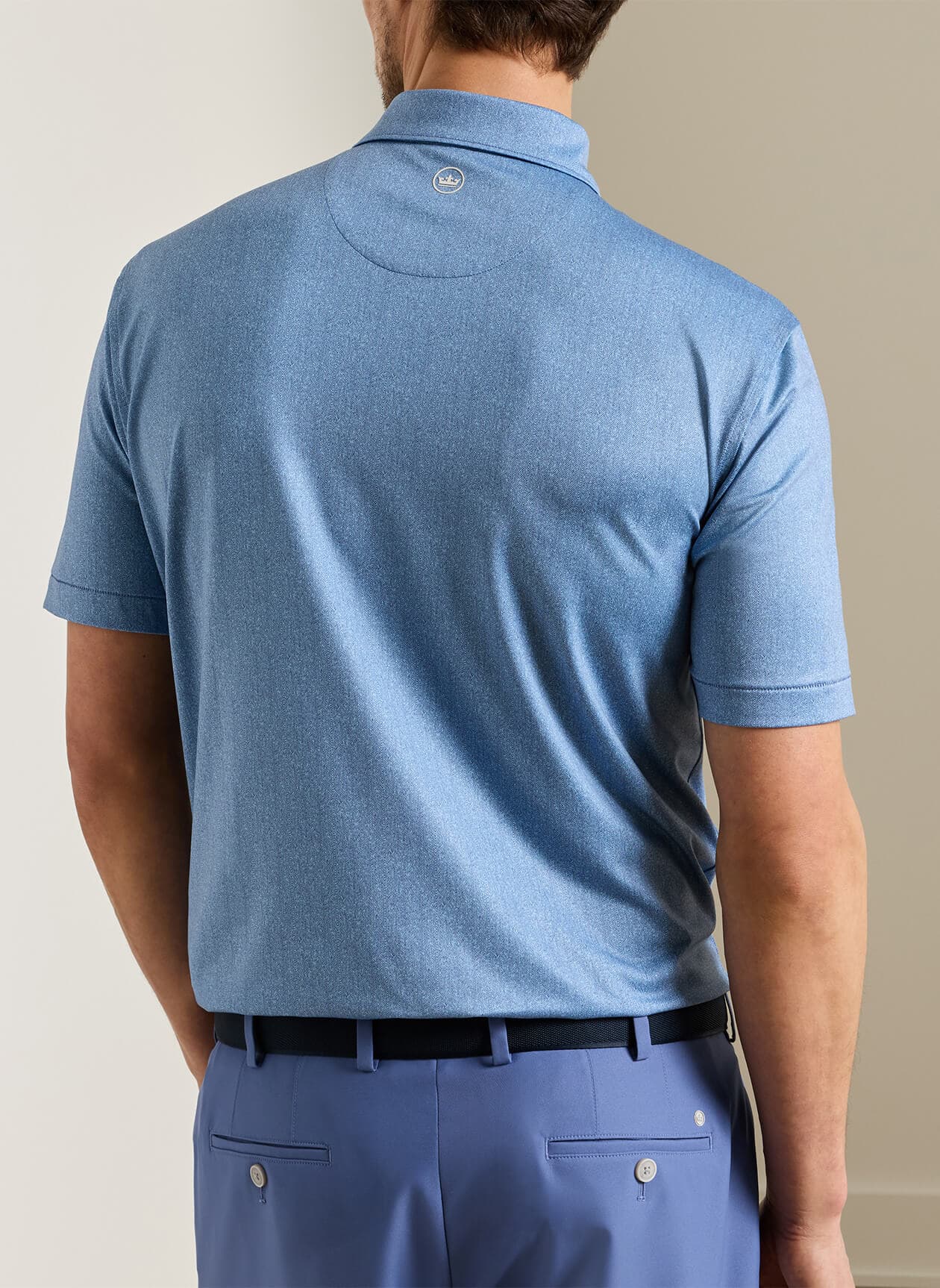 Peter Millar Men's Herringbone Performance Jersey Polo - Blue 3XL