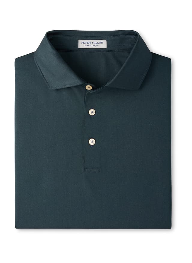 Peter Millar Men's Herringbone Performance Jersey Polo - Navy 3XL