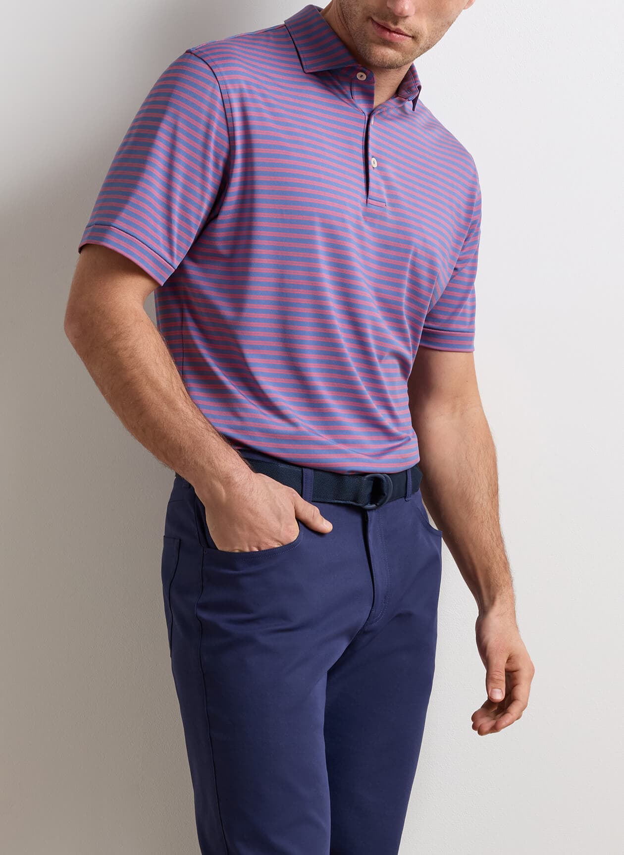 Peter Millar Men's Rawlins Performance Jersey Polo - Blue 3XL
