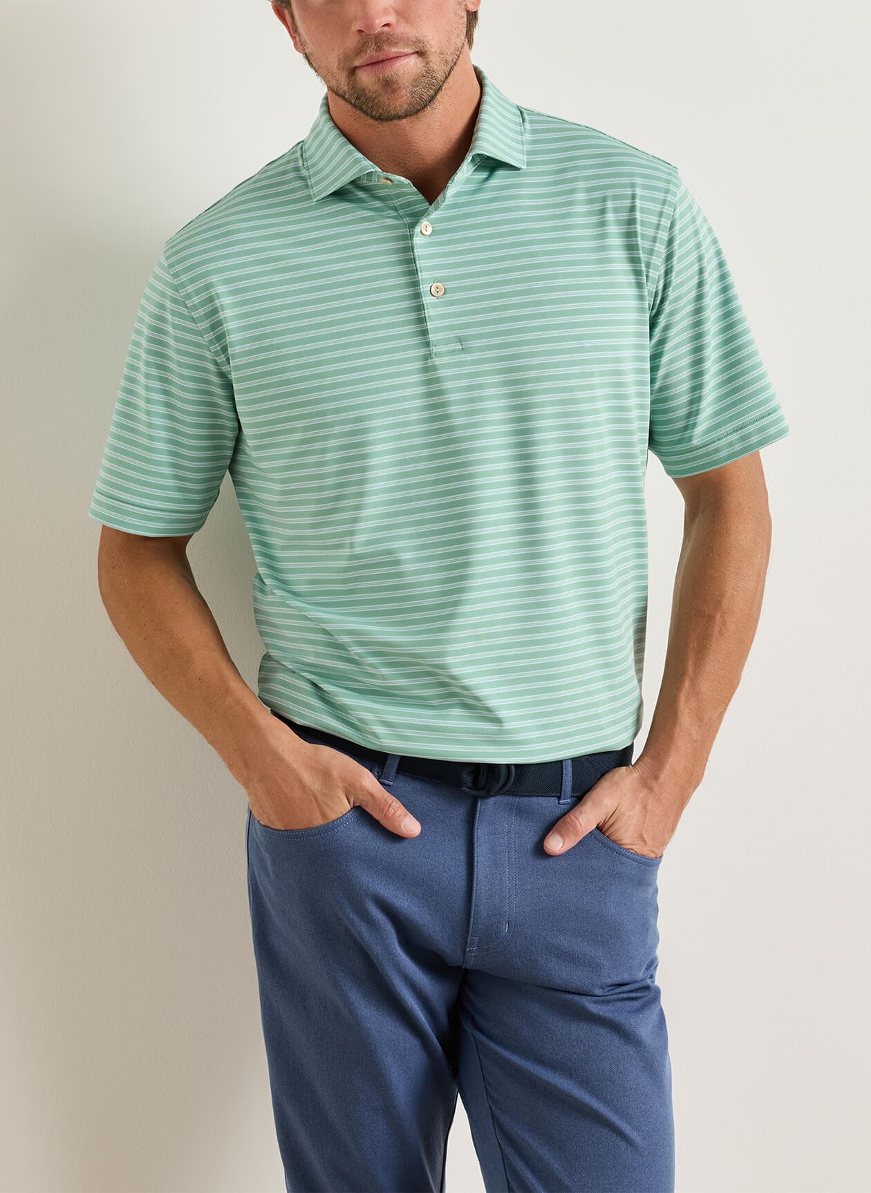 Peter Millar Men's Rawlins Performance Jersey Polo - Green 3XL