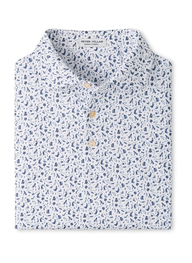 Peter Millar Men's Read The Putt Performance Jersey Polo - White 3XL